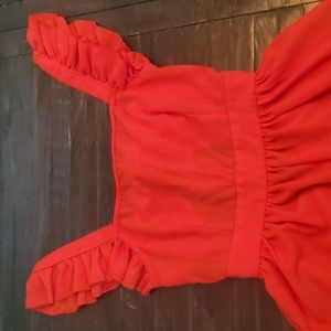 Shein Red Apron style Size Small Dress, Good Condition, backless with thick tye